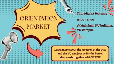 Poster ter aankondiging van de oriëntatiemarkt.